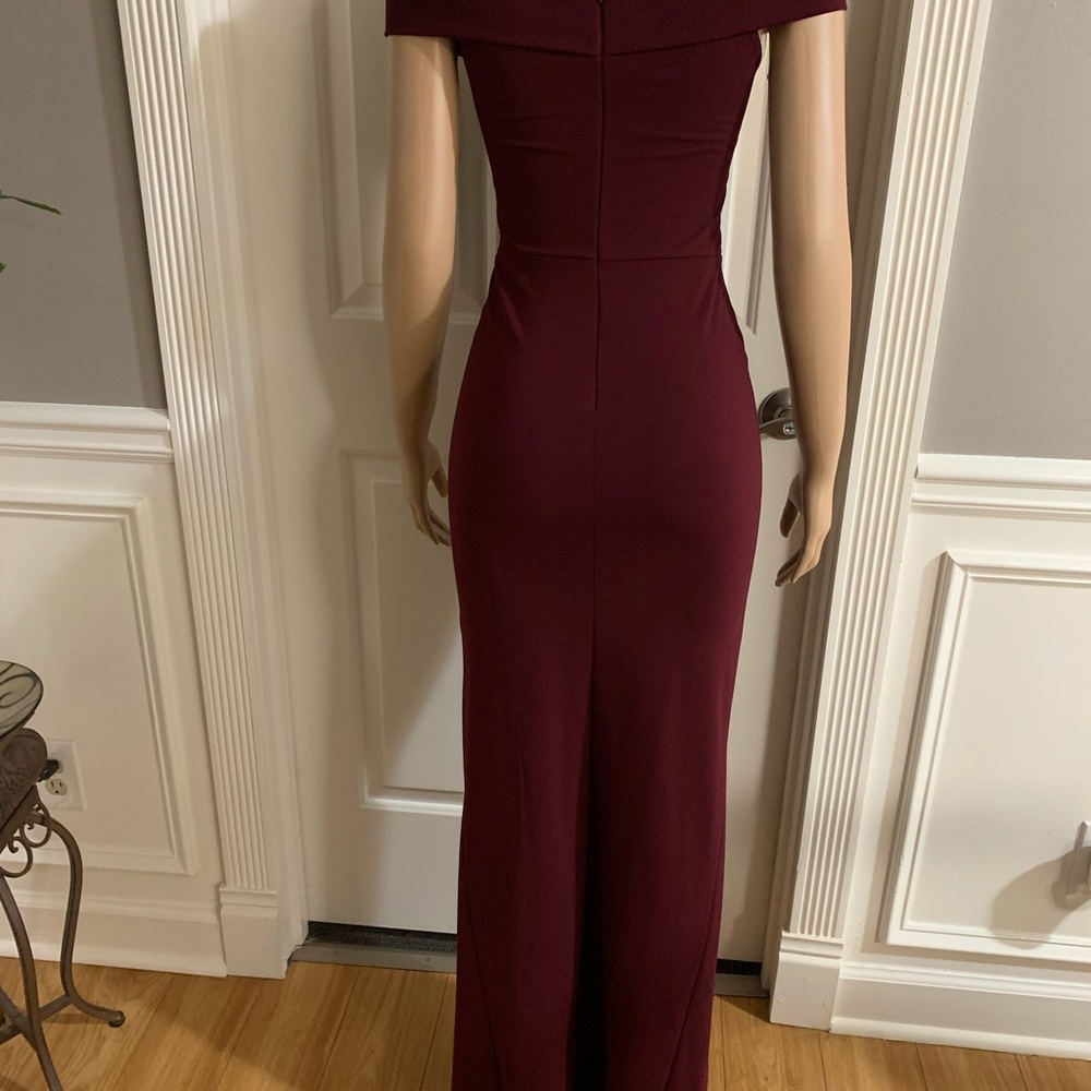 Women’s junior burgundy off- shoulder maxi dress - Picture 9 of 12
